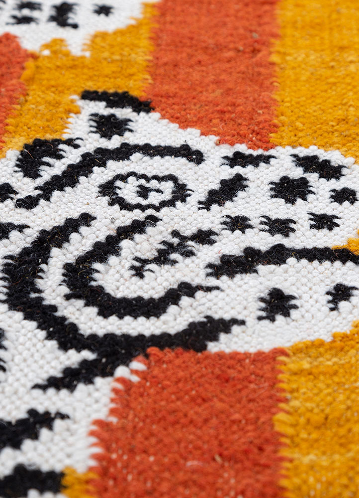 alhambra red and orange wool flat weaves Rug - CloseUp