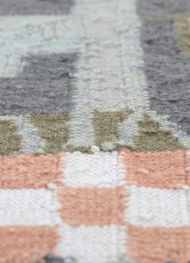 orenda grey and black wool flat weaves Rug - CloseUp