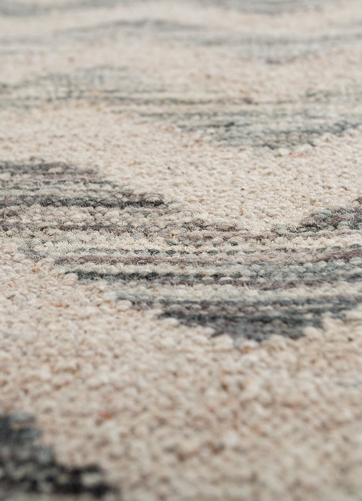 indusbar blue wool and viscose flat weaves Rug - CloseUp