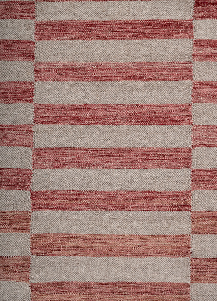 indusbar red and orange wool and viscose flat weaves Rug - CloseUp