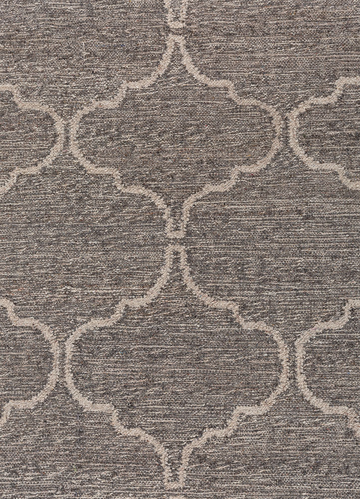 indusbar grey and black wool and viscose flat weaves Rug - CloseUp