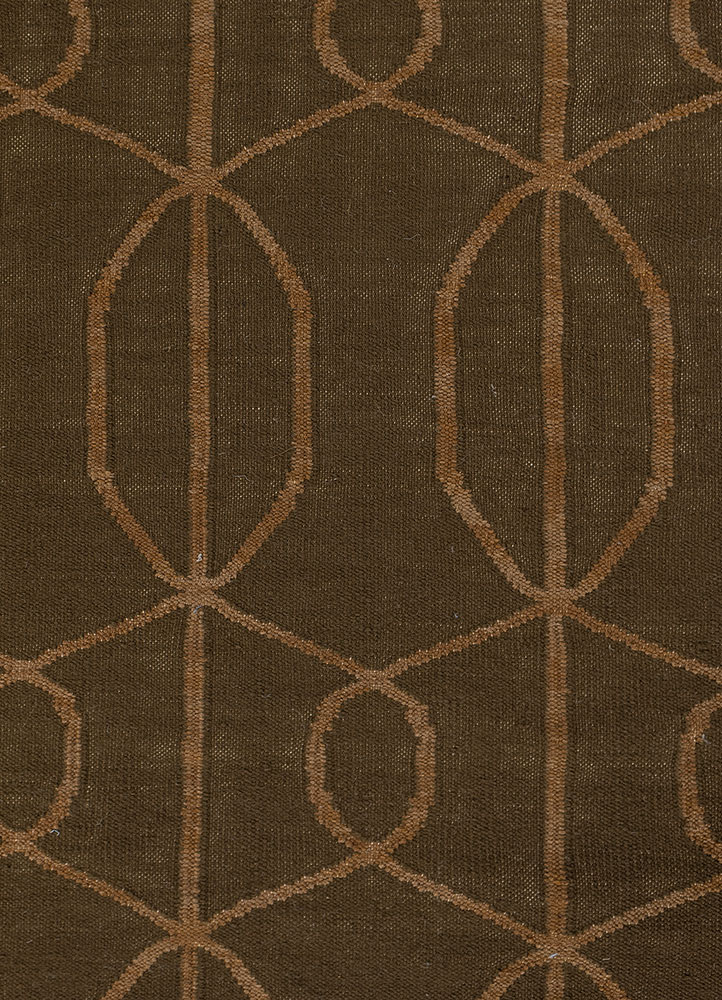 indusbar green wool flat weaves Rug - CloseUp