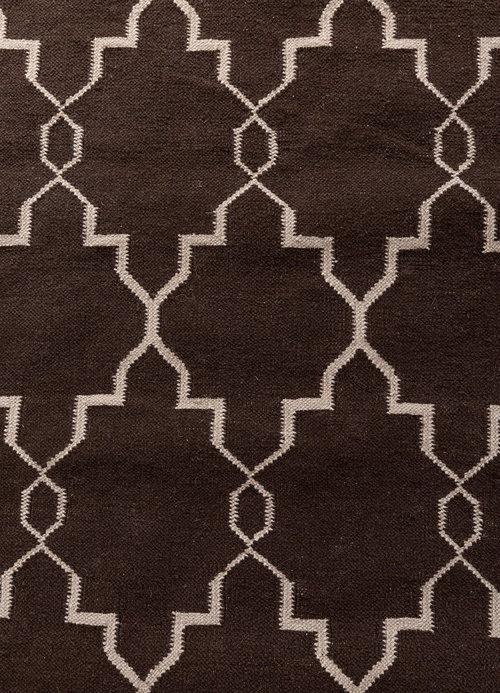 indusbar beige and brown polyester flat weaves Rug - CloseUp