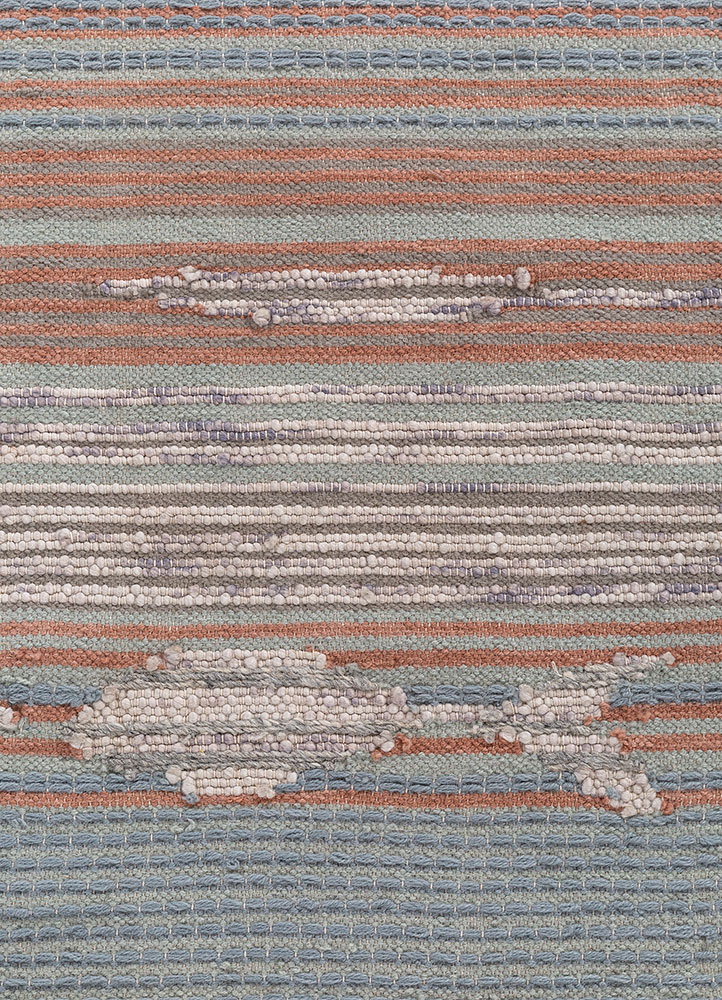 indusbar red and orange wool flat weaves Rug - CloseUp