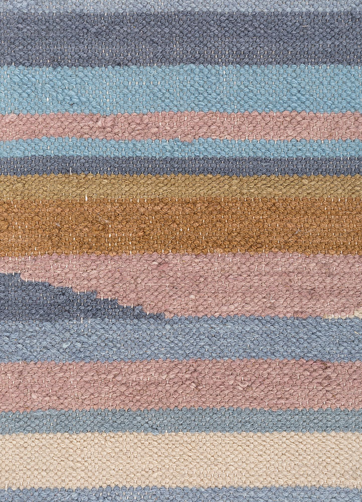 indusbar blue wool flat weaves Rug - CloseUp