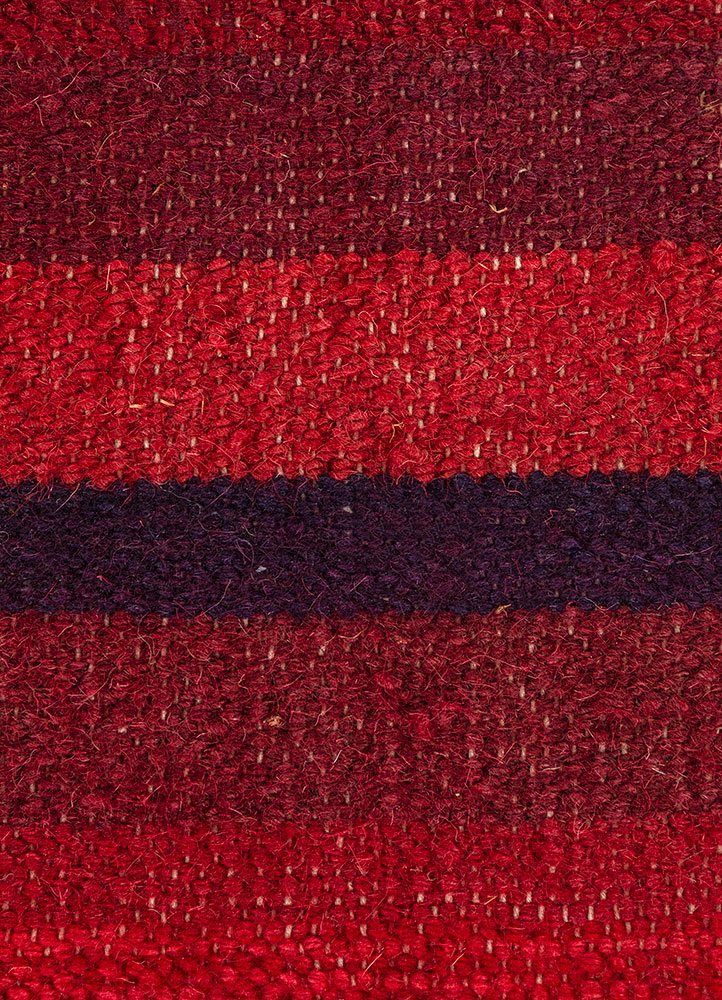 indusbar red and orange wool and viscose flat weaves Rug - CloseUp