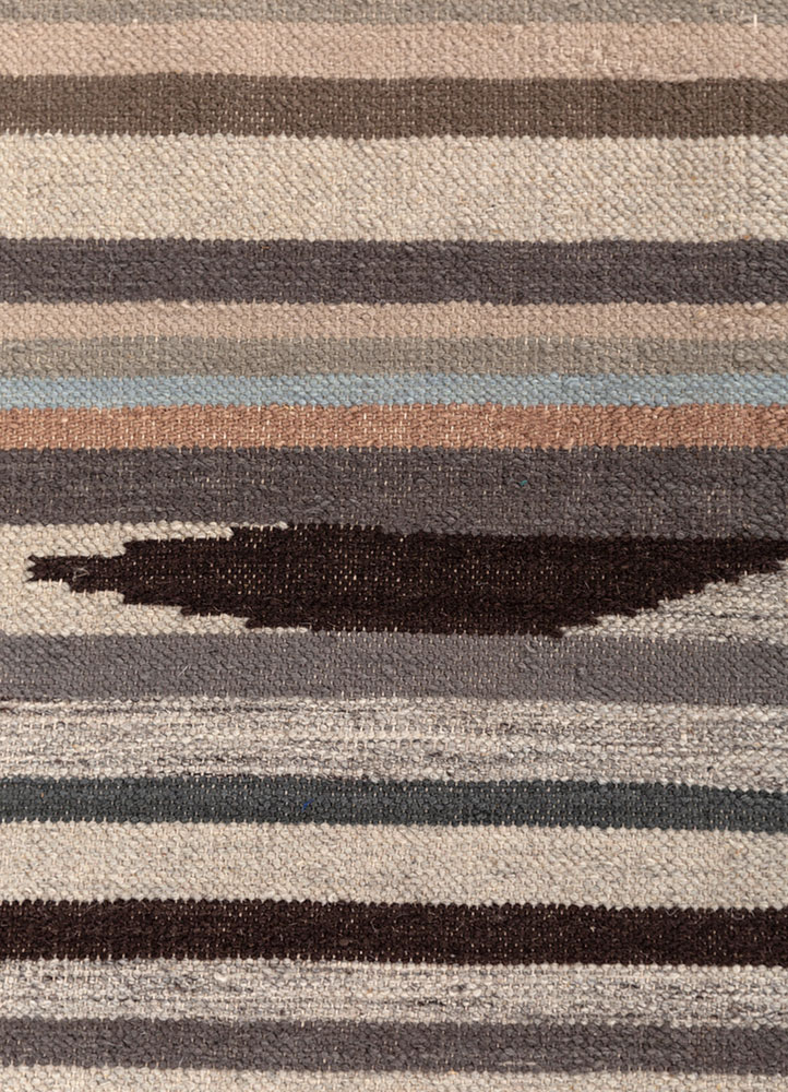 indusbar ivory wool and viscose flat weaves Rug - CloseUp