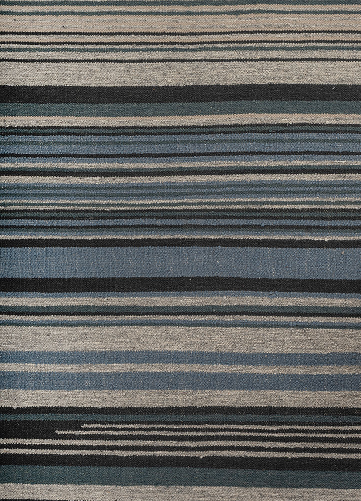 indusbar blue wool flat weaves Rug - CloseUp
