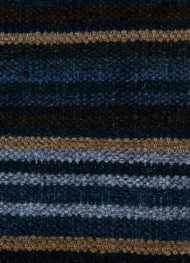 indusbar blue wool flat weaves Rug - CloseUp