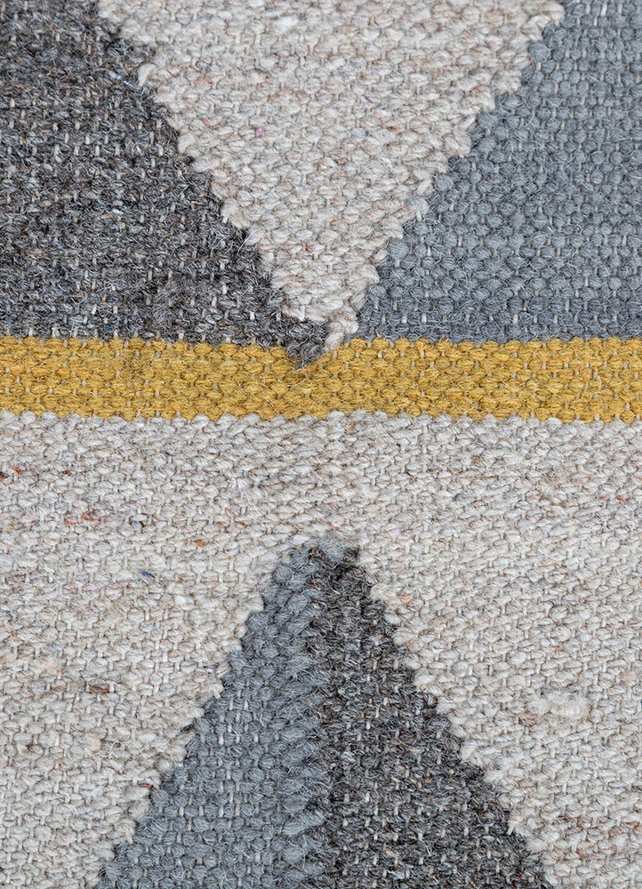 indusbar ivory wool and viscose flat weaves Rug - CloseUp
