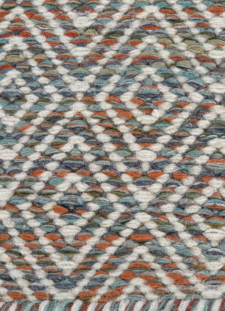 abrash blue wool and viscose flat weaves Rug - CloseUp