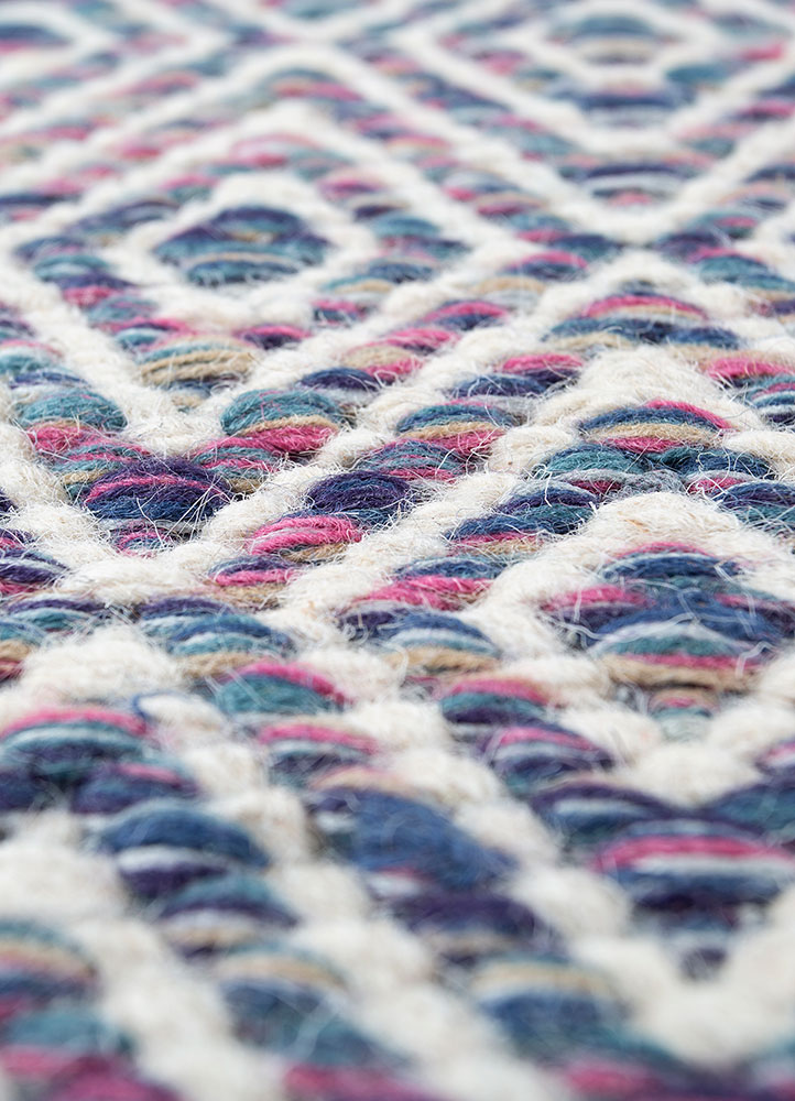abrash blue wool and viscose flat weaves Rug - CloseUp