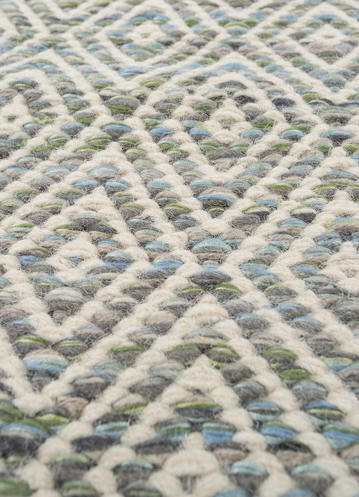 abrash blue wool and viscose flat weaves Rug - CloseUp