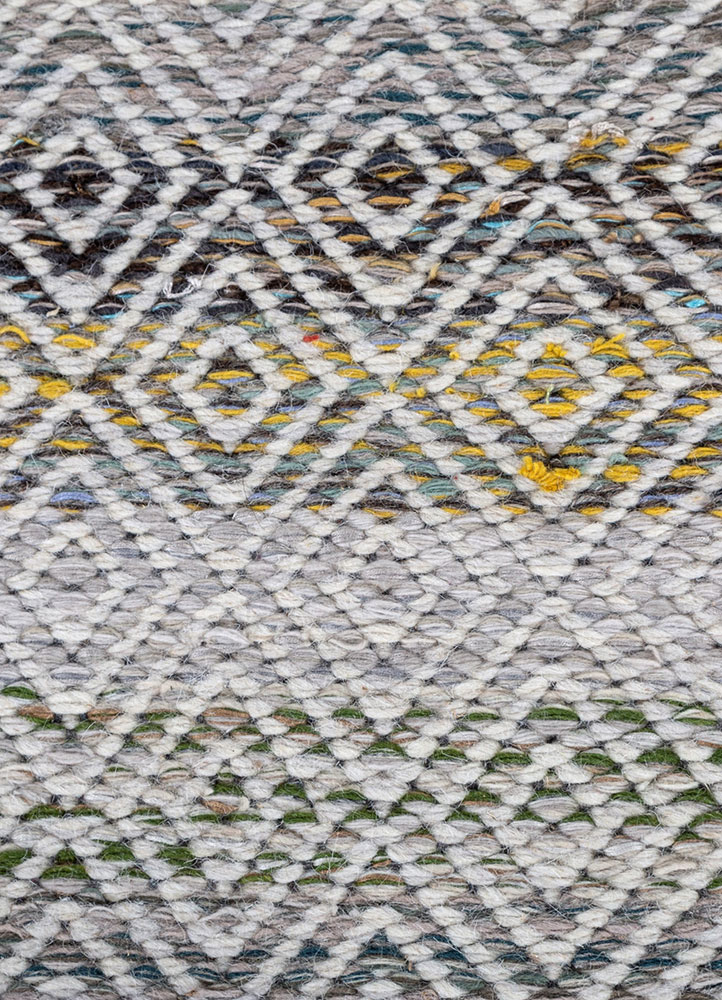 abrash blue wool and viscose flat weaves Rug - CloseUp