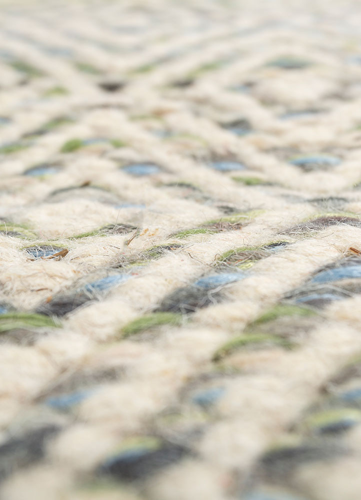 abrash blue wool and viscose flat weaves Rug - CloseUp