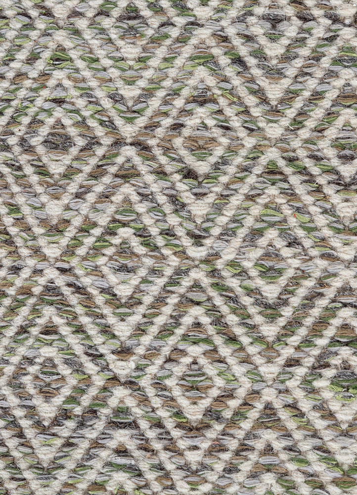 abrash green wool and viscose flat weaves Rug - CloseUp