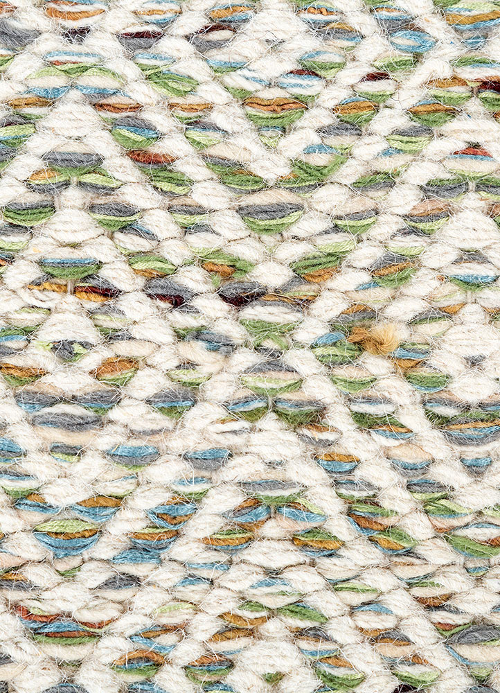 abrash green wool and viscose flat weaves Rug - CloseUp