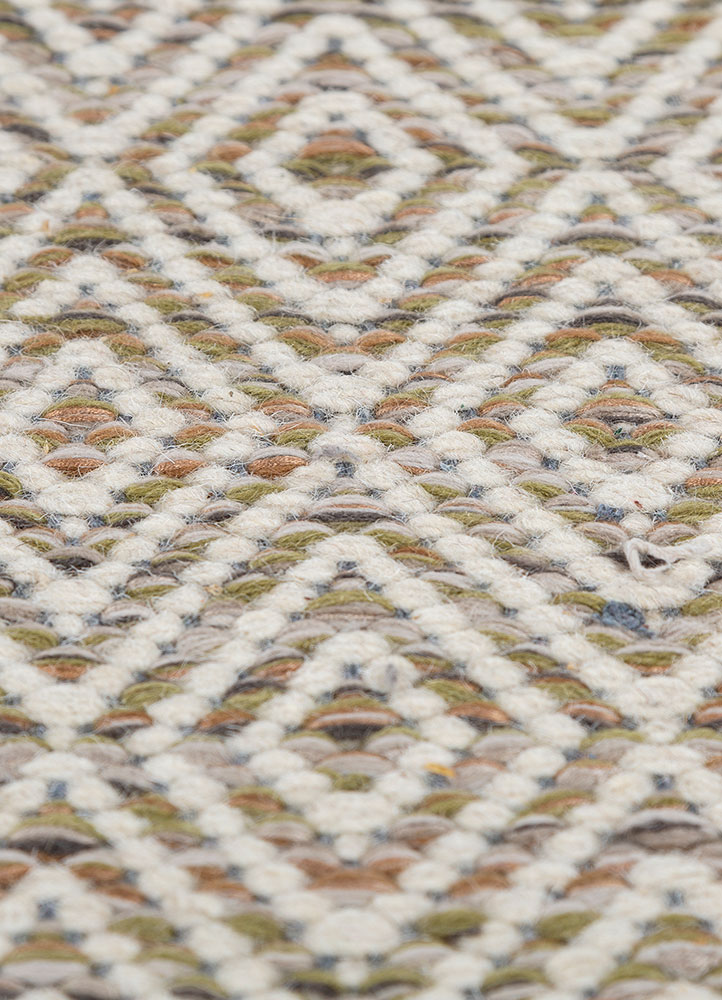 abrash green wool and viscose flat weaves Rug - CloseUp