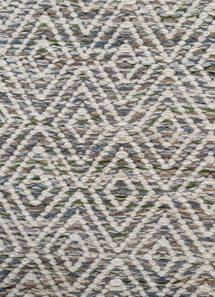 abrash green wool and viscose flat weaves Rug - CloseUp