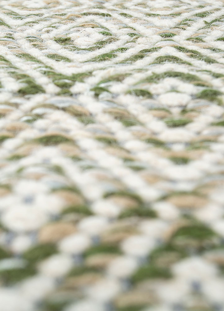 abrash green wool and viscose flat weaves Rug - CloseUp