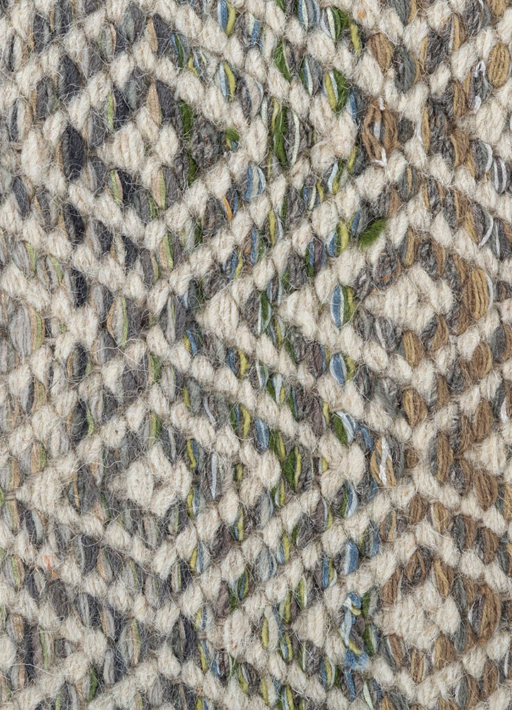 abrash green wool and viscose flat weaves Rug - CloseUp