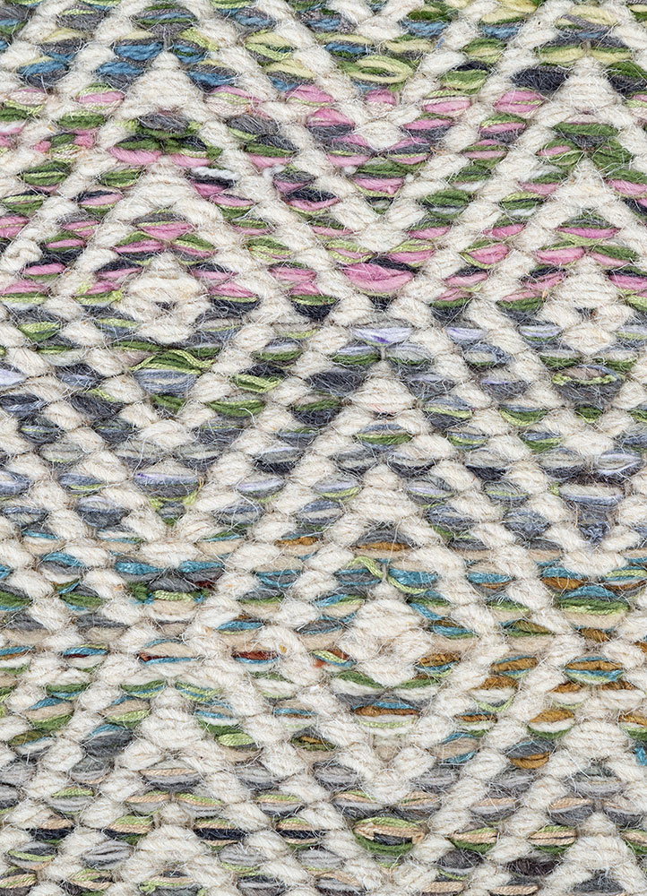abrash green wool and viscose flat weaves Rug - CloseUp