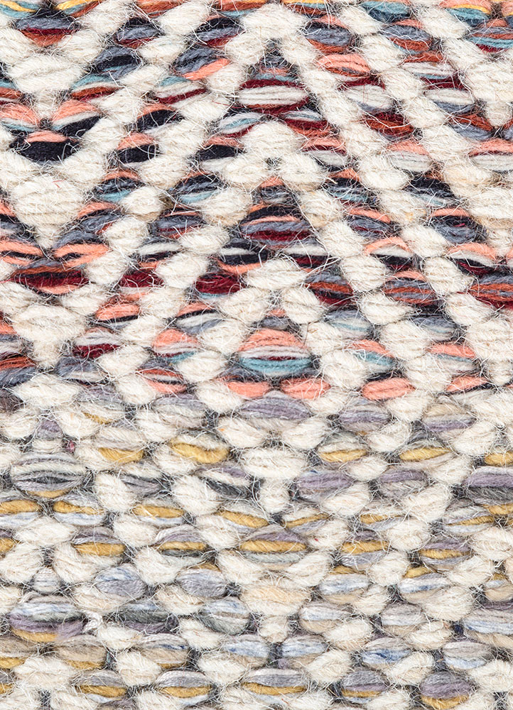 abrash red and orange wool and viscose flat weaves Rug - CloseUp