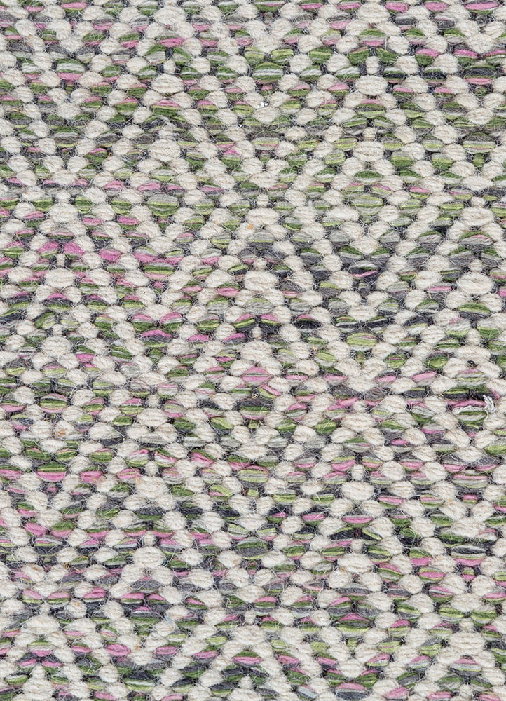 abrash pink and purple wool and viscose flat weaves Rug - CloseUp