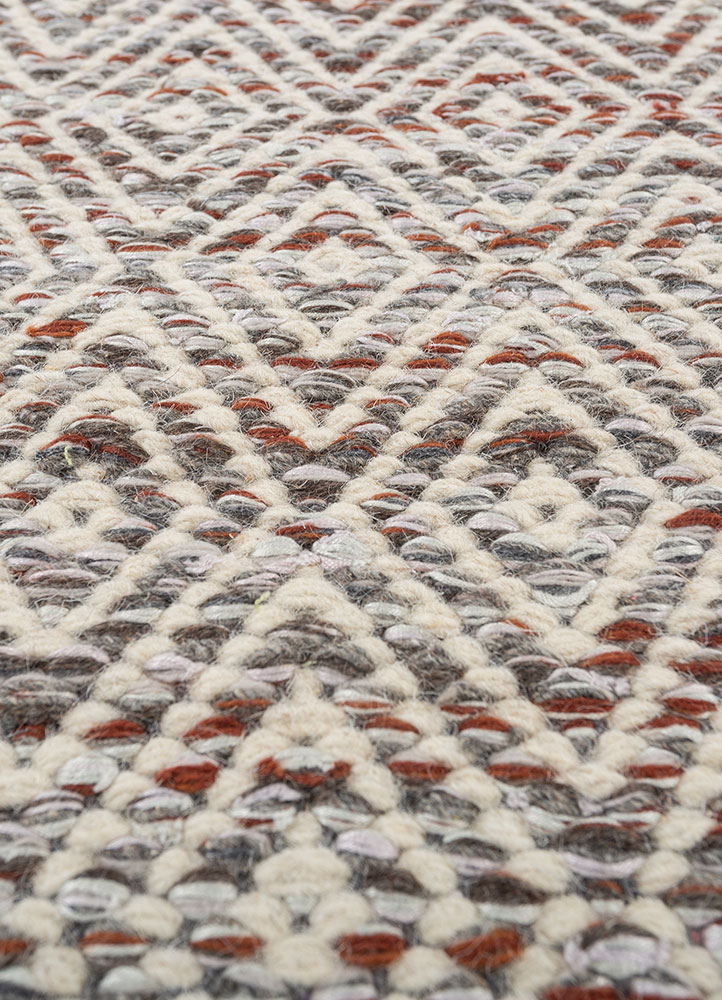 abrash red and orange wool and viscose flat weaves Rug - CloseUp