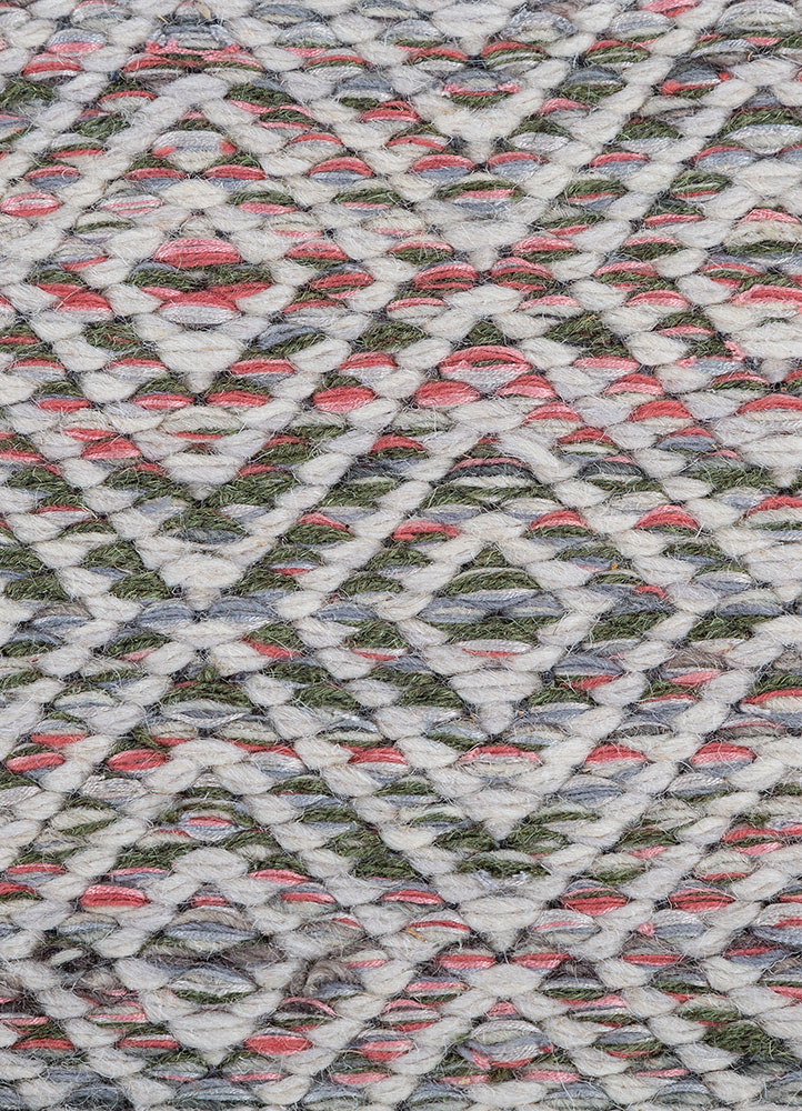 abrash pink and purple wool and viscose flat weaves Rug - CloseUp