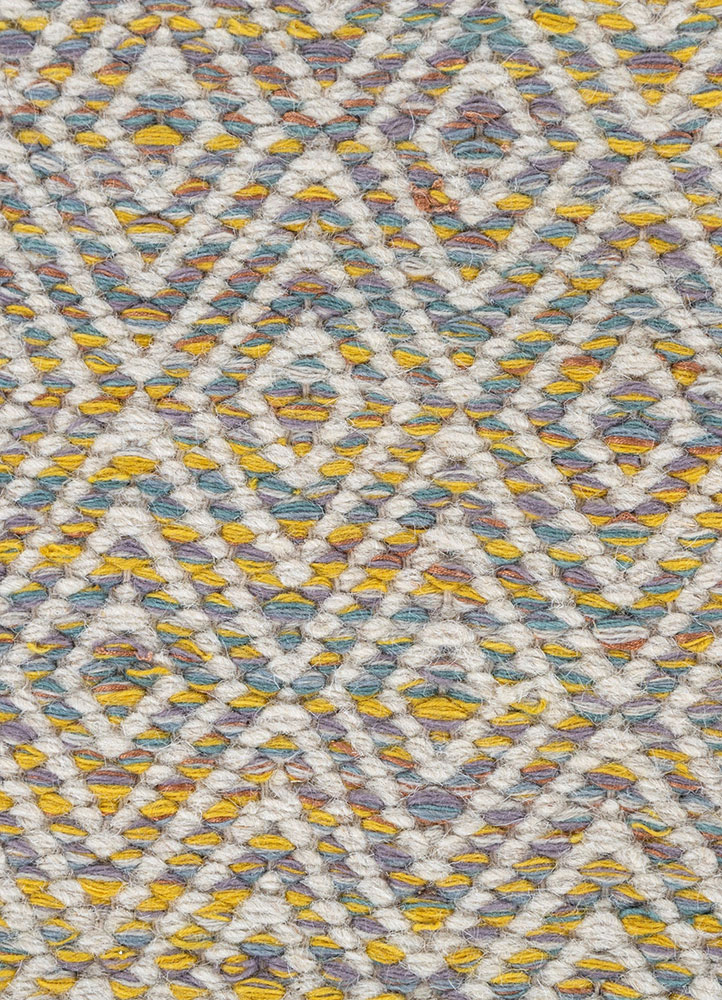 abrash green wool and viscose flat weaves Rug - CloseUp