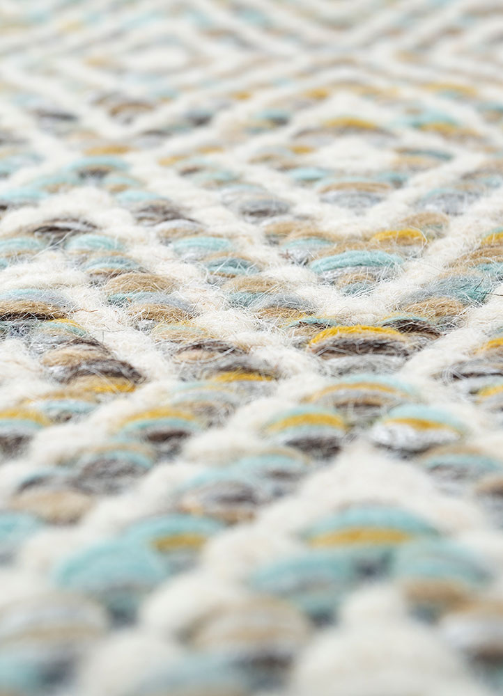 abrash blue wool and viscose flat weaves Rug - CloseUp