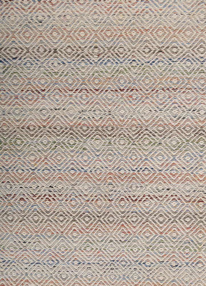 abrash blue wool and viscose flat weaves Rug - CloseUp