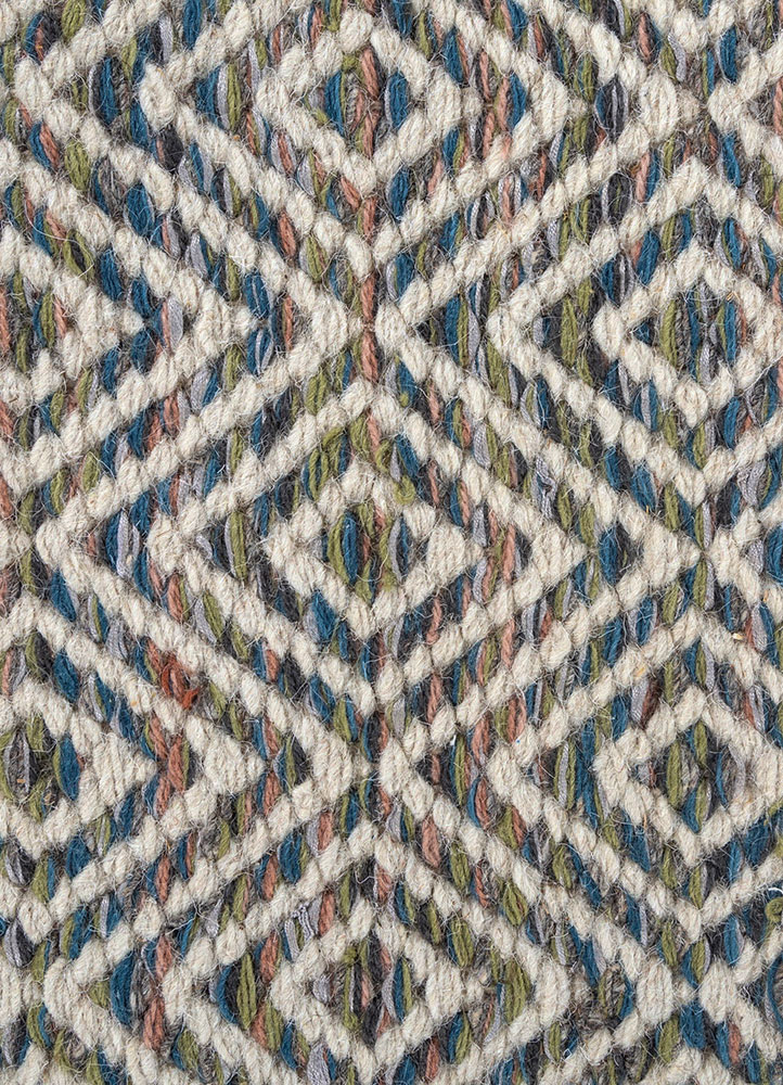 abrash blue wool and viscose flat weaves Rug - CloseUp
