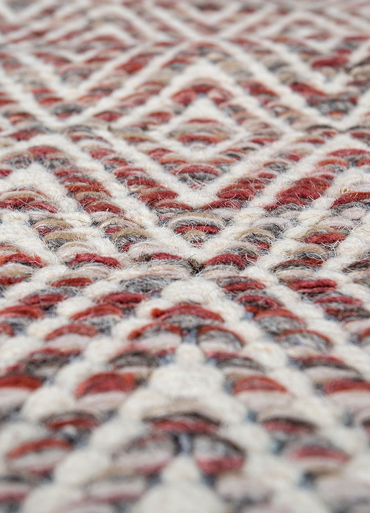 abrash red and orange wool and viscose flat weaves Rug - CloseUp