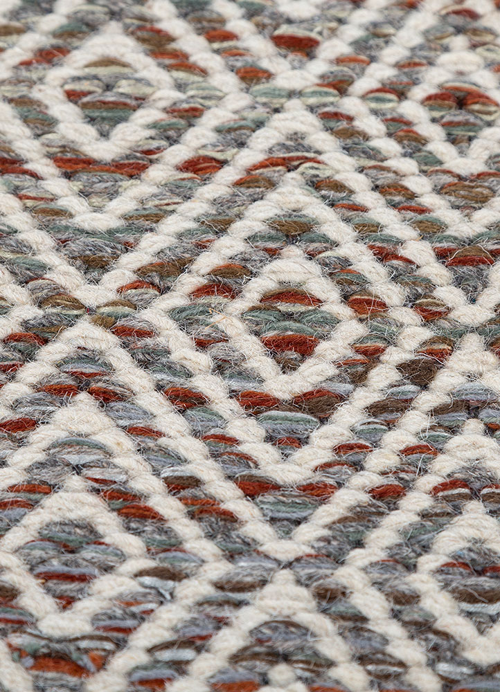 abrash red and orange wool and viscose flat weaves Rug - CloseUp