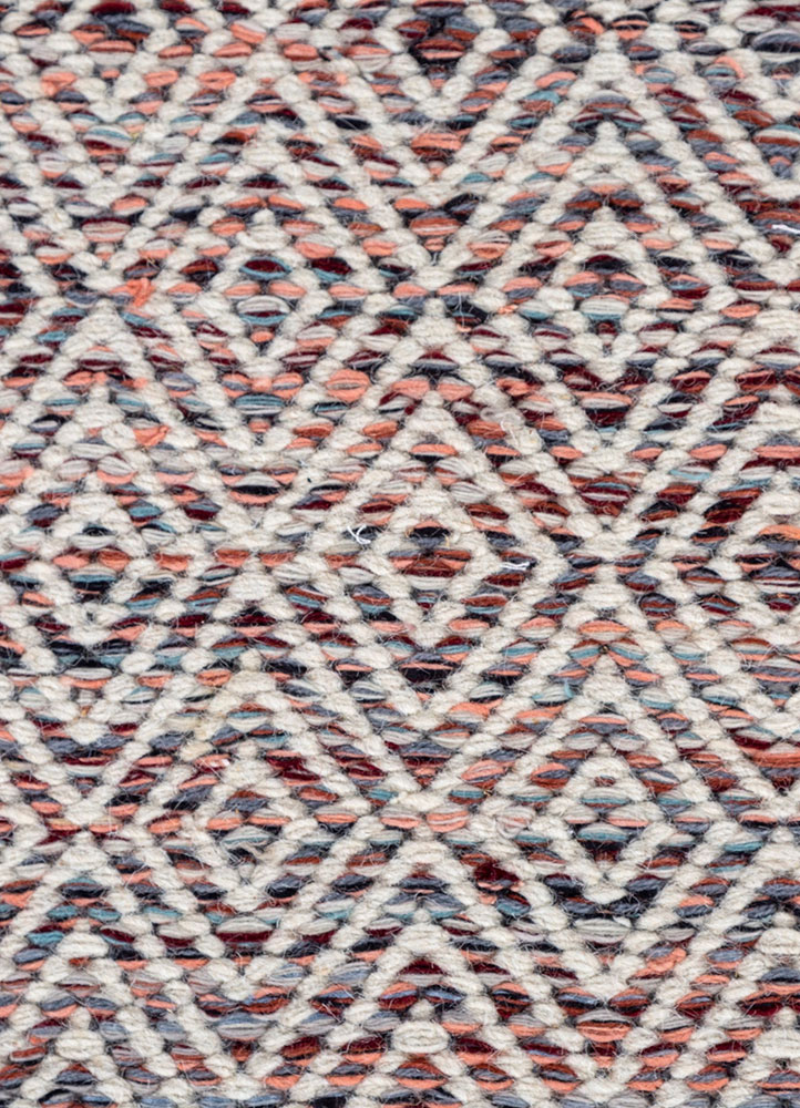 abrash pink and purple wool and viscose flat weaves Rug - CloseUp