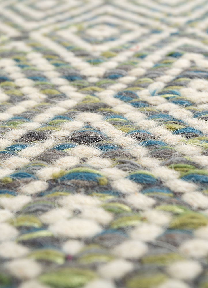 abrash blue wool and viscose flat weaves Rug - CloseUp