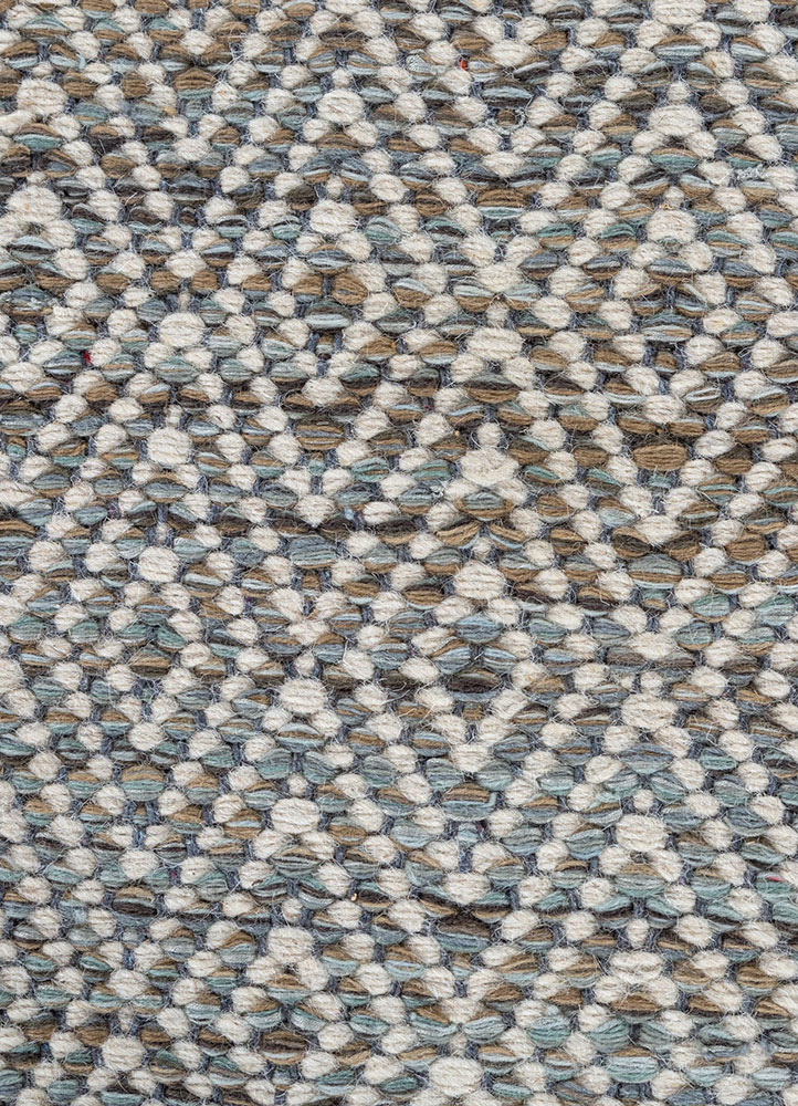 abrash blue wool and viscose flat weaves Rug - CloseUp