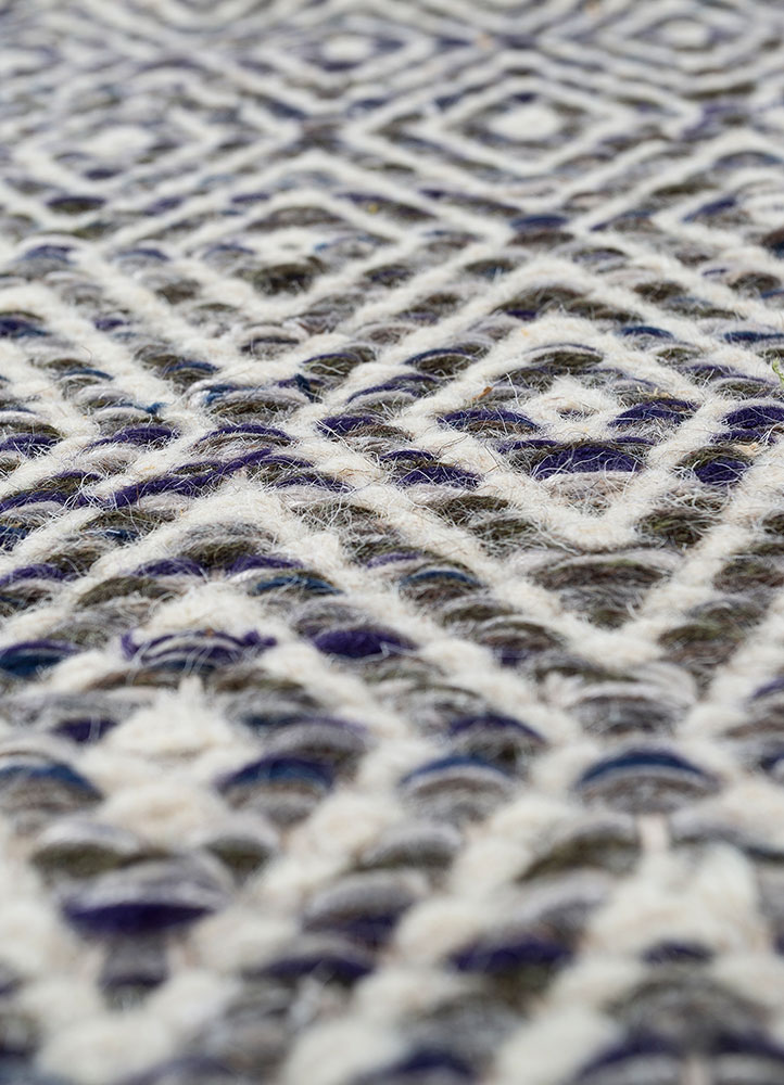 abrash blue wool and viscose flat weaves Rug - CloseUp