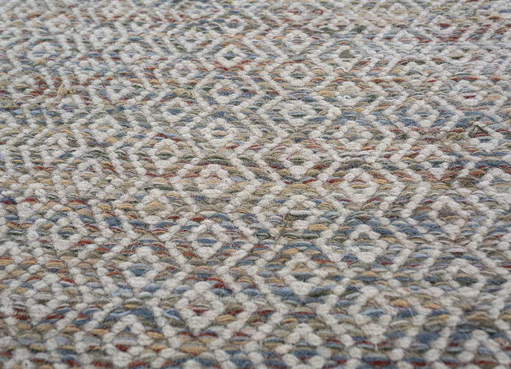 abrash blue wool and viscose flat weaves Rug - CloseUp