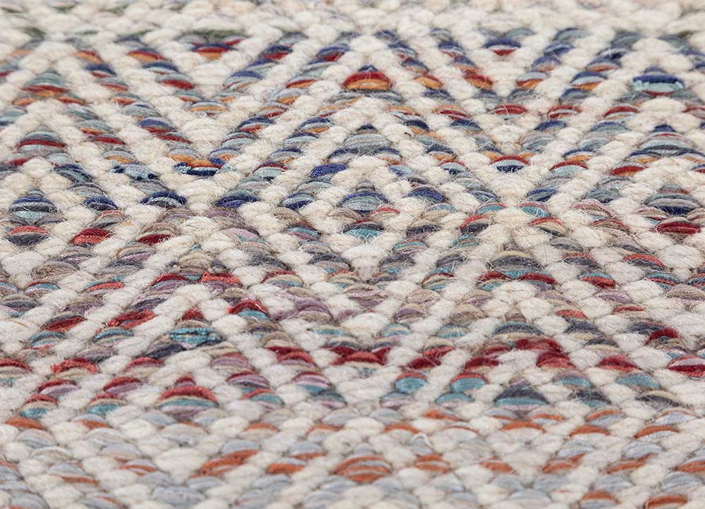 abrash blue wool and viscose flat weaves Rug - CloseUp