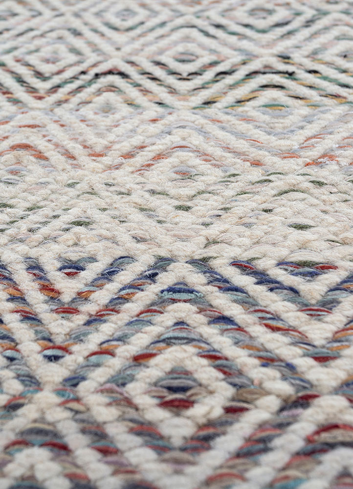abrash blue wool and viscose flat weaves Rug - CloseUp