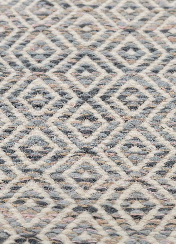 abrash blue wool and viscose flat weaves Rug - CloseUp
