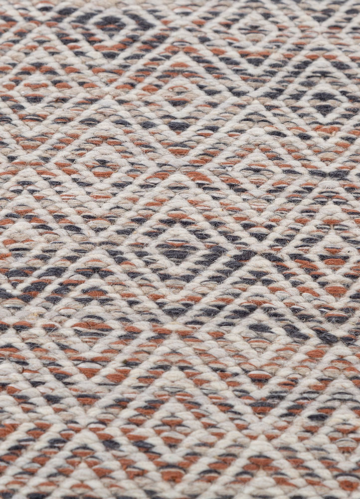 abrash red and orange wool and viscose flat weaves Rug - CloseUp