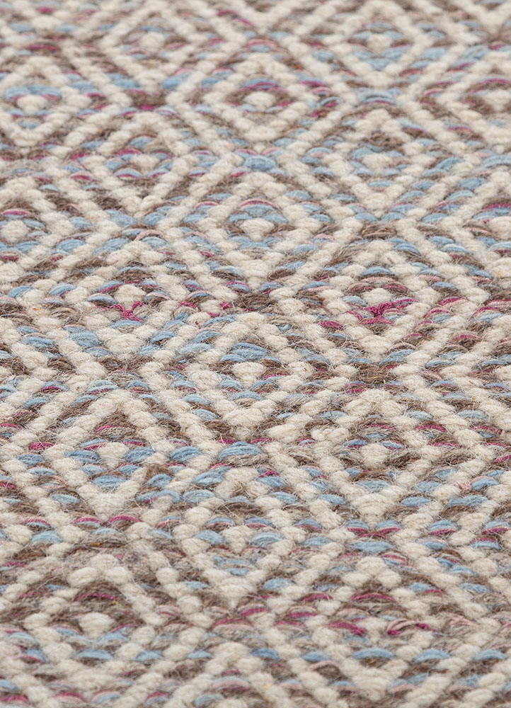 abrash blue wool and viscose flat weaves Rug - CloseUp