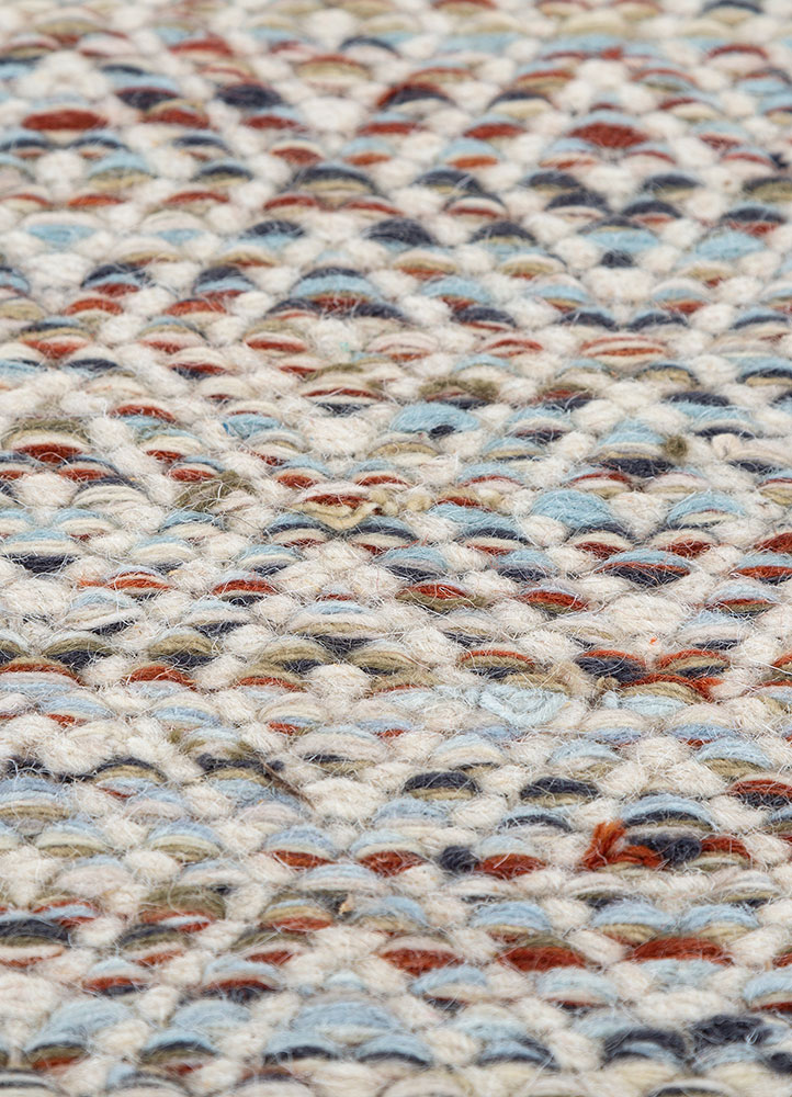 abrash blue wool and viscose flat weaves Rug - CloseUp