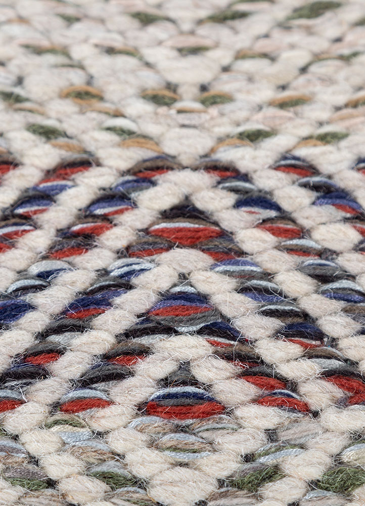 abrash blue wool and viscose flat weaves Rug - CloseUp
