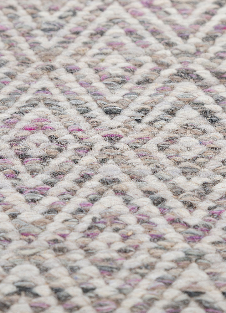 abrash pink and purple wool and viscose flat weaves Rug - CloseUp