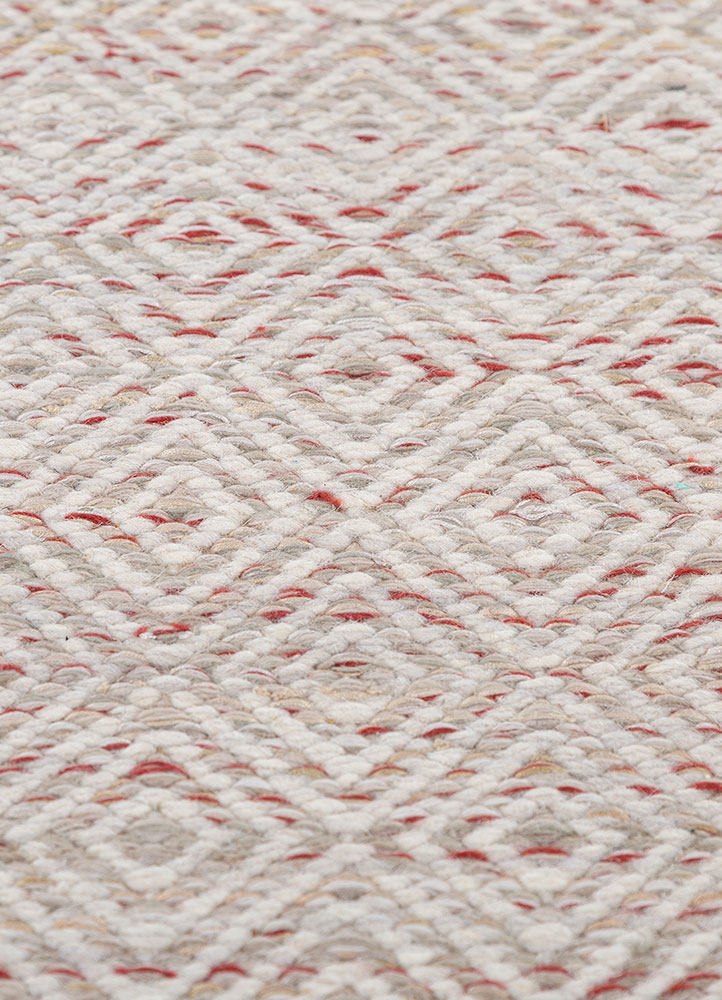 abrash red and orange wool and viscose flat weaves Rug - CloseUp